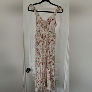 Wallflower | Cream Floral Maxi Dress with Tie Front